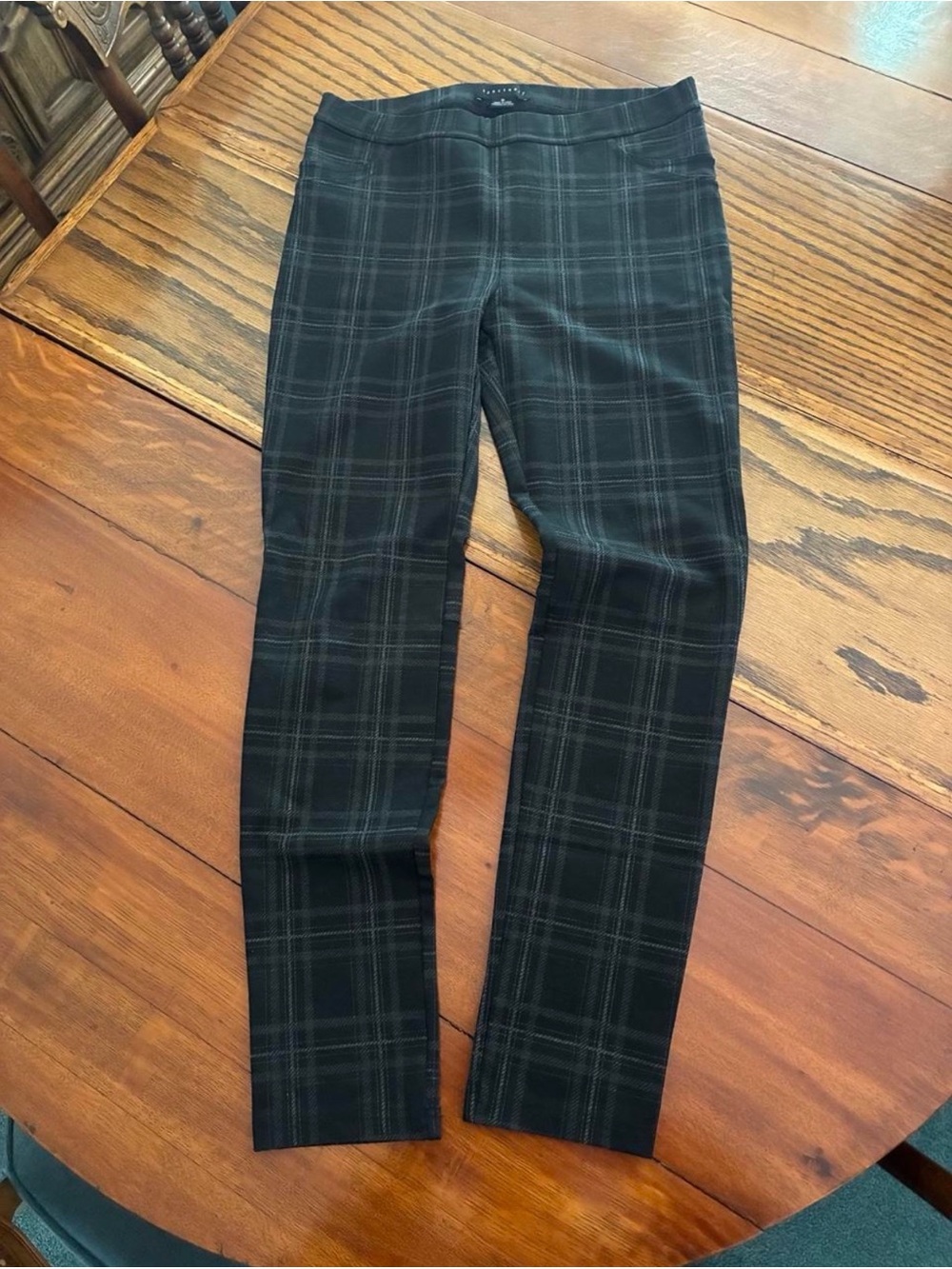 Women's Black Plaid Stretch Dress Pants